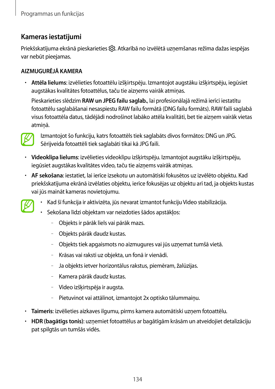 Samsung SM-N950FZKDSEB, SM-N950FZDDSEB manual Kameras iestatījumi, Aizmugurējā Kamera 