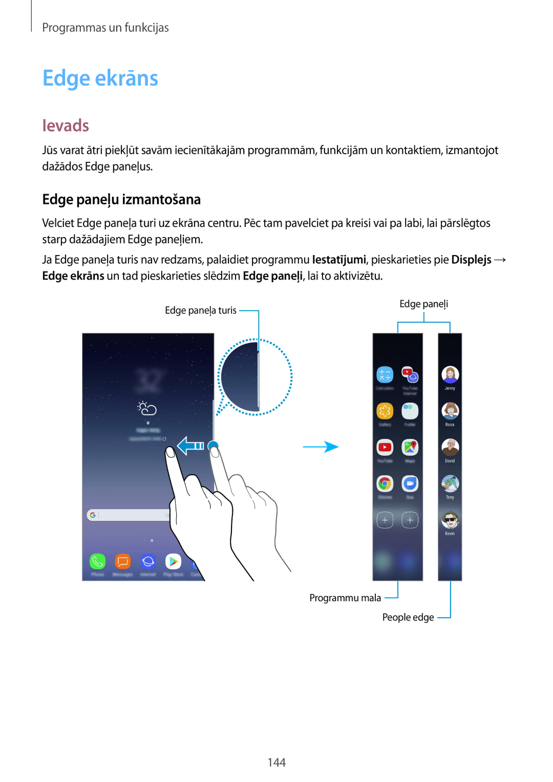 Samsung SM-N950FZKDSEB, SM-N950FZDDSEB manual Edge ekrāns, Edge paneļu izmantošana 