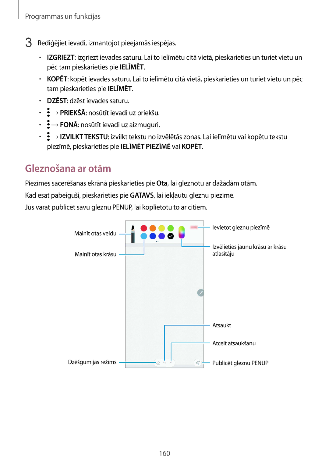 Samsung SM-N950FZKDSEB, SM-N950FZDDSEB manual Gleznošana ar otām 