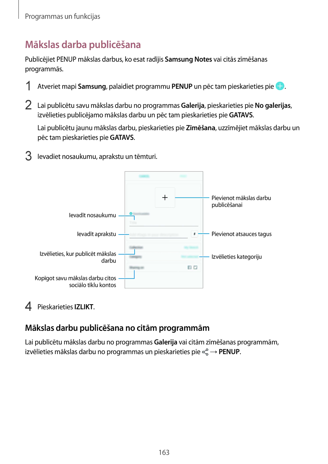 Samsung SM-N950FZDDSEB Mākslas darba publicēšana, Mākslas darbu publicēšana no citām programmām, Pieskarieties Izlikt 