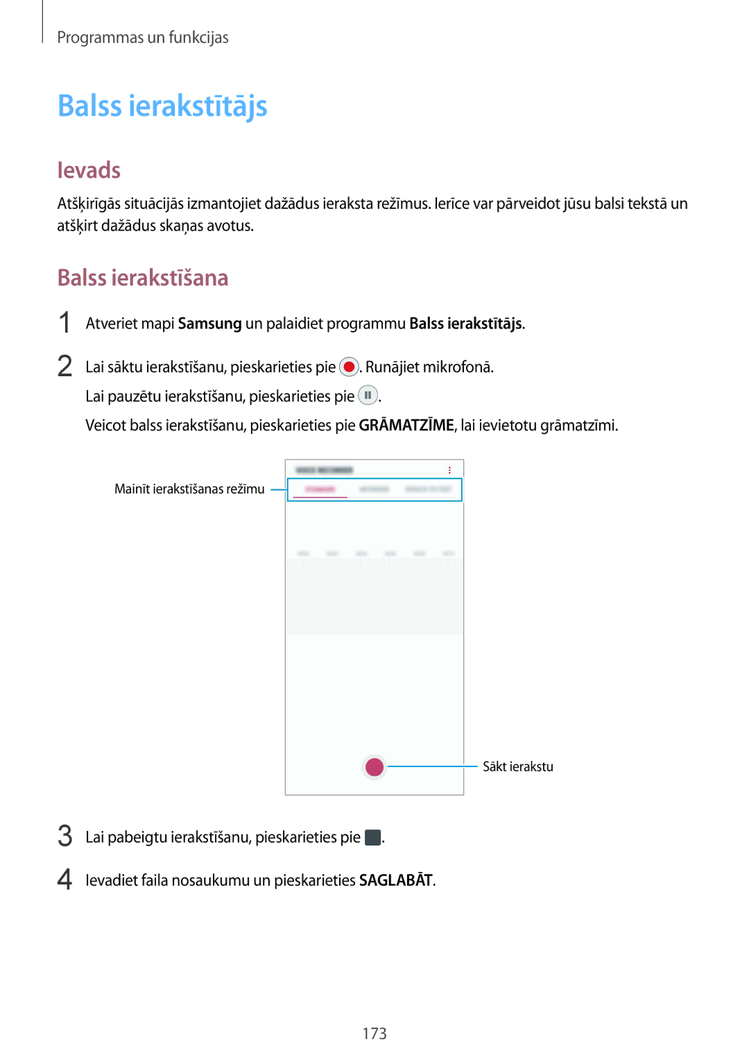 Samsung SM-N950FZDDSEB, SM-N950FZKDSEB manual Balss ierakstītājs, Balss ierakstīšana 