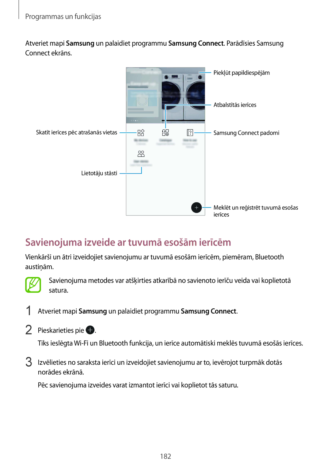 Samsung SM-N950FZKDSEB, SM-N950FZDDSEB manual Savienojuma izveide ar tuvumā esošām ierīcēm 