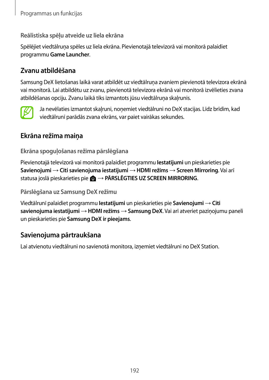 Samsung SM-N950FZKDSEB, SM-N950FZDDSEB manual Zvanu atbildēšana, Ekrāna režīma maiņa, Savienojuma pārtraukšana 