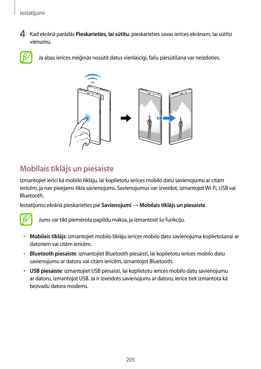 Samsung SM-N950FZDDSEB, SM-N950FZKDSEB manual Mobilais tīklājs un piesaiste 