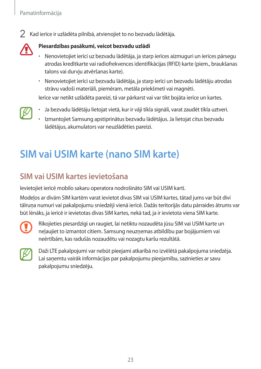 Samsung SM-N950FZDDSEB, SM-N950FZKDSEB manual SIM vai Usim karte nano SIM karte, SIM vai Usim kartes ievietošana 