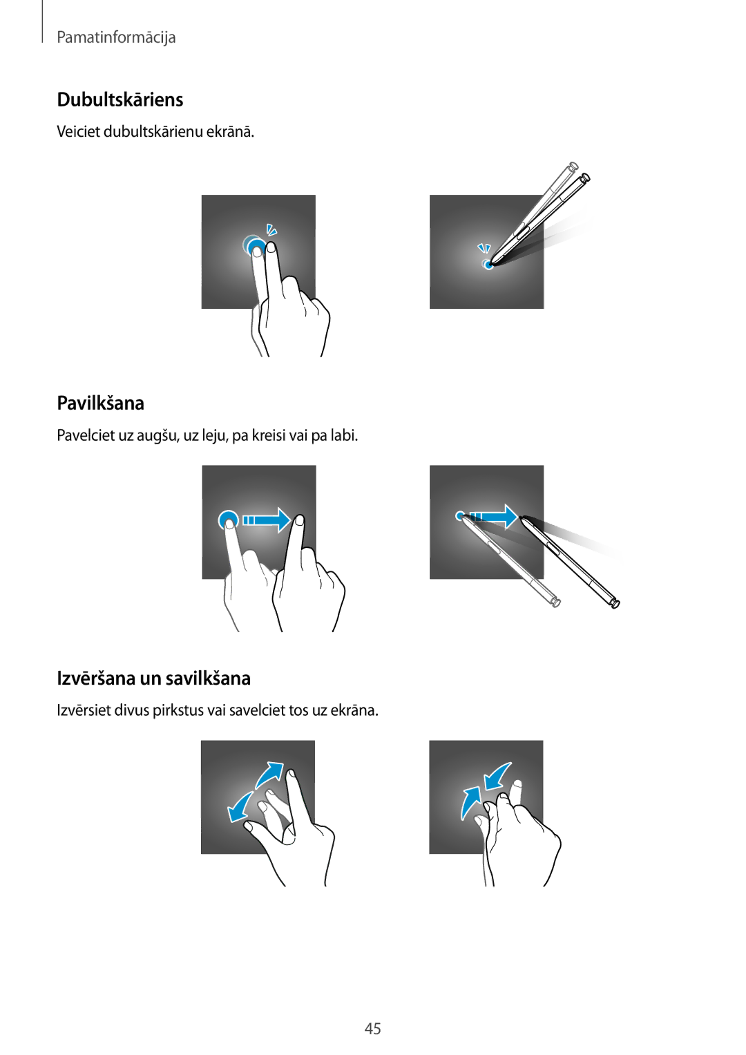 Samsung SM-N950FZDDSEB, SM-N950FZKDSEB manual Dubultskāriens, Pavilkšana, Izvēršana un savilkšana 