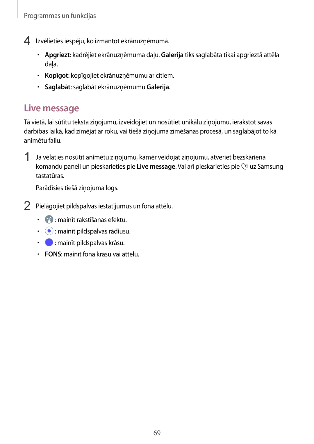 Samsung SM-N950FZDDSEB, SM-N950FZKDSEB manual Live message 