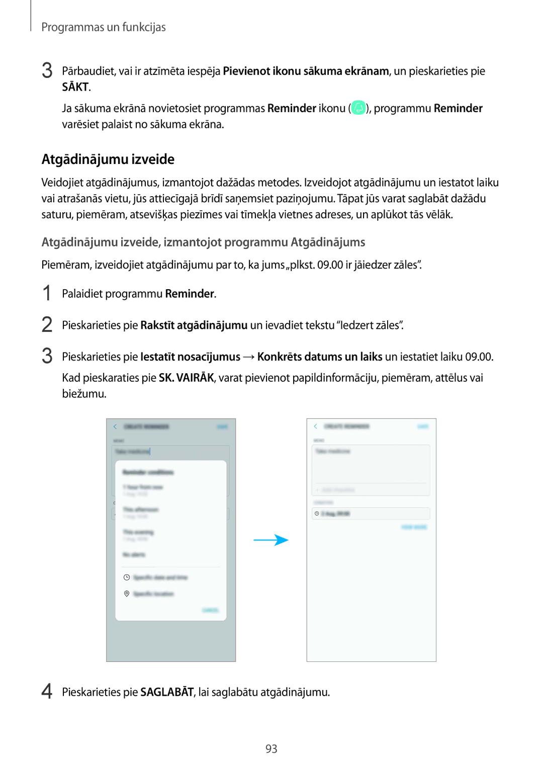 Samsung SM-N950FZDDSEB, SM-N950FZKDSEB manual Atgādinājumu izveide, izmantojot programmu Atgādinājums 