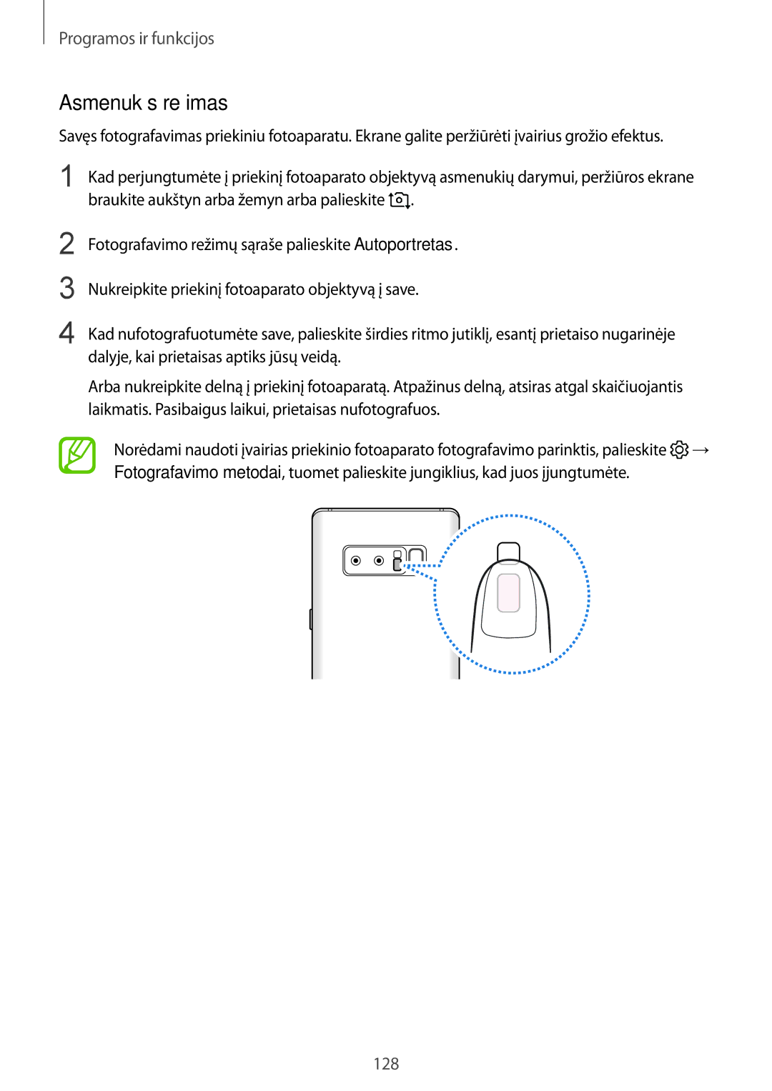 Samsung SM-N950FZKDSEB, SM-N950FZDDSEB manual Asmenukės režimas 