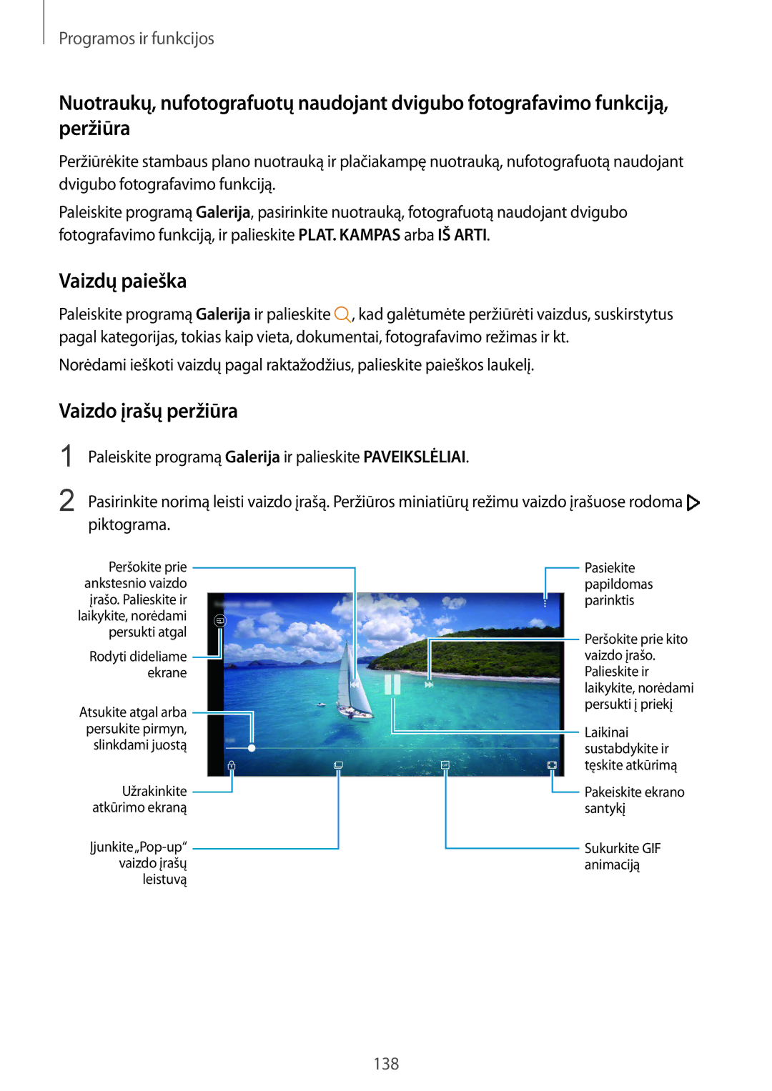 Samsung SM-N950FZKDSEB, SM-N950FZDDSEB manual Vaizdų paieška, Vaizdo įrašų peržiūra 