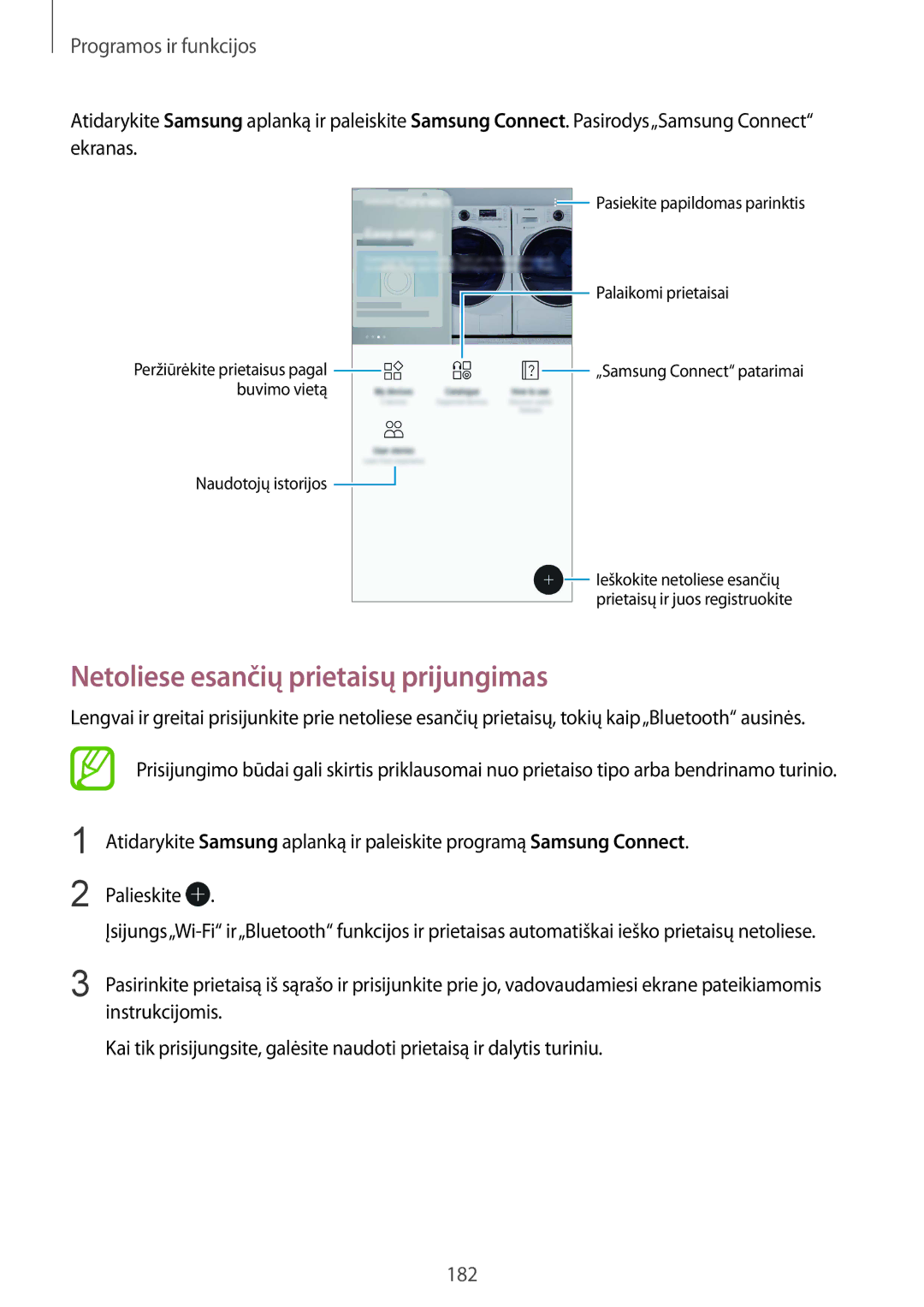 Samsung SM-N950FZKDSEB, SM-N950FZDDSEB manual Netoliese esančių prietaisų prijungimas 