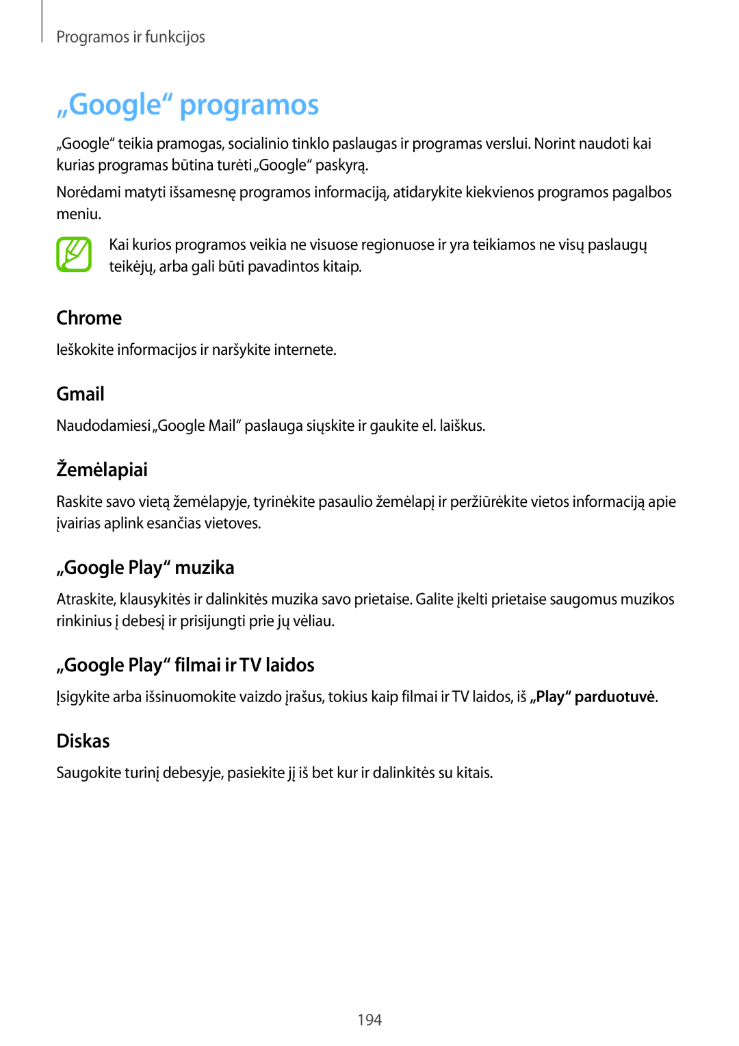 Samsung SM-N950FZKDSEB, SM-N950FZDDSEB manual „Google programos 