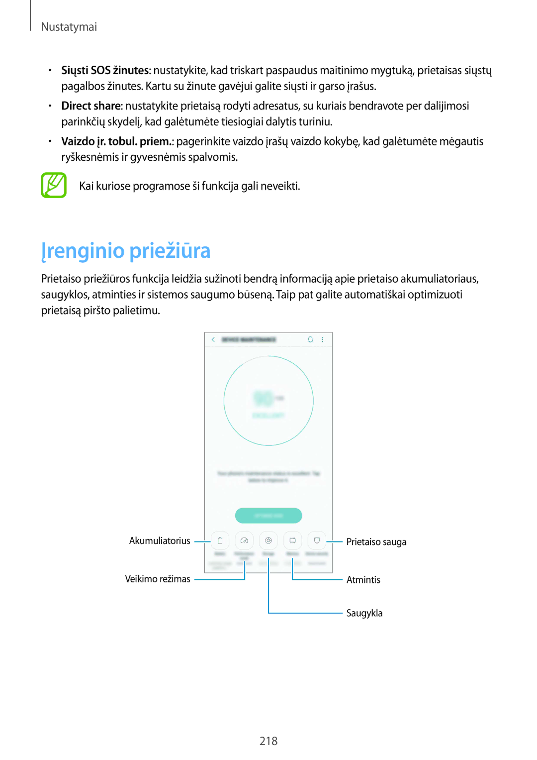 Samsung SM-N950FZKDSEB, SM-N950FZDDSEB manual Įrenginio priežiūra 