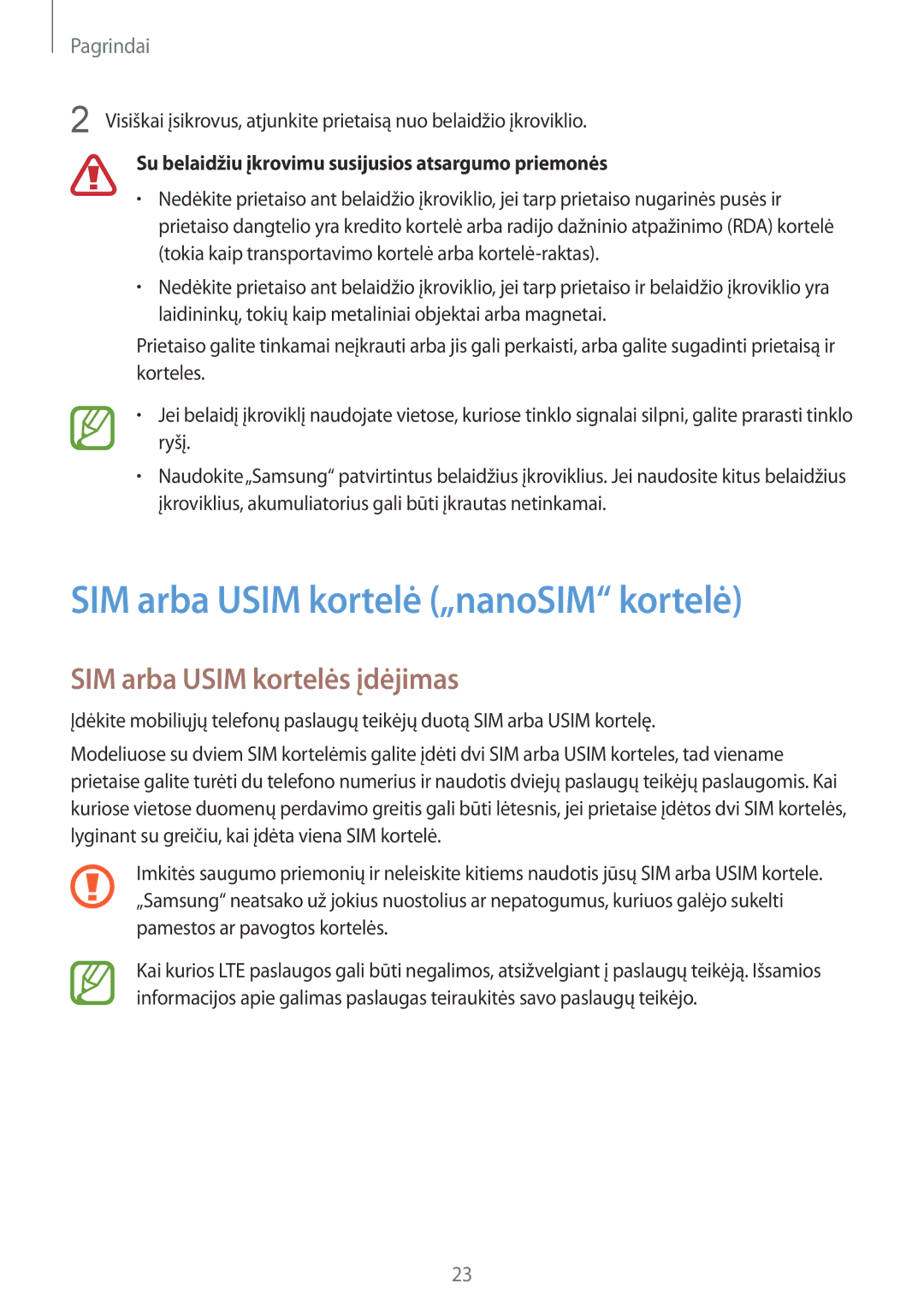 Samsung SM-N950FZDDSEB, SM-N950FZKDSEB manual SIM arba Usim kortelė „nanoSIM kortelė, SIM arba Usim kortelės įdėjimas 