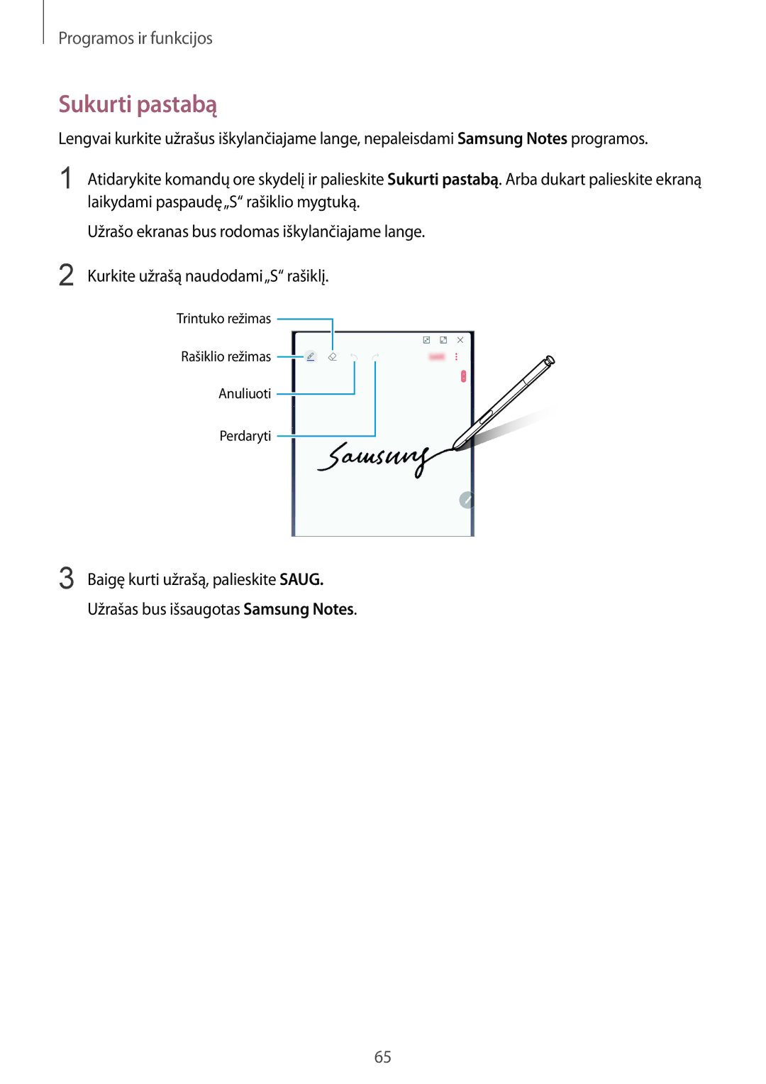 Samsung SM-N950FZDDSEB, SM-N950FZKDSEB manual Sukurti pastabą 