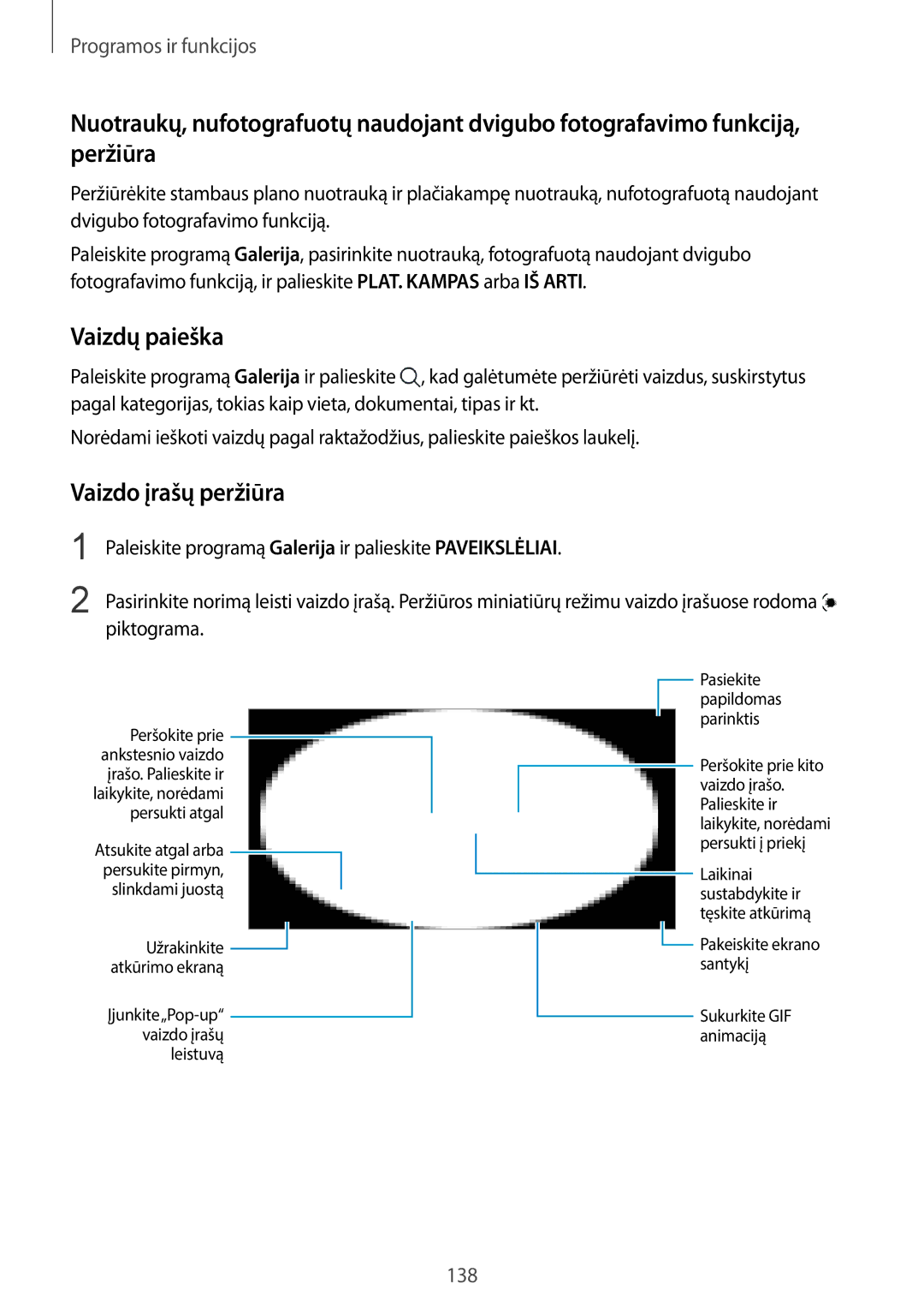 Samsung SM-N950FZKDSEB, SM-N950FZDDSEB manual Vaizdų paieška, Vaizdo įrašų peržiūra 