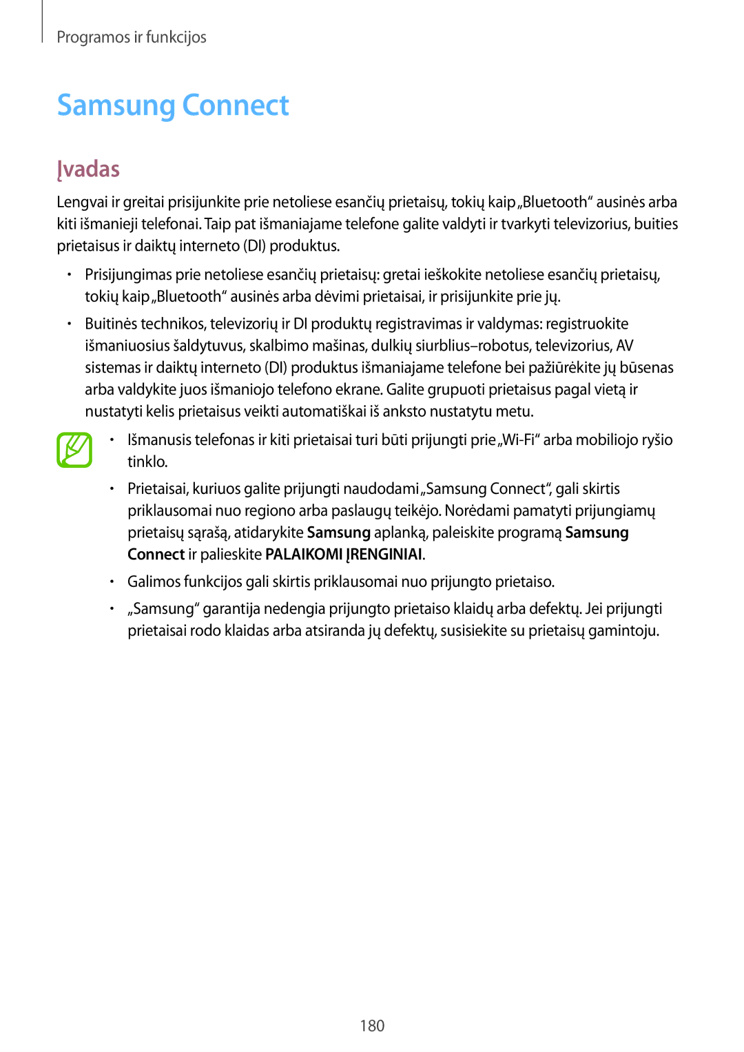 Samsung SM-N950FZKDSEB, SM-N950FZDDSEB manual Samsung Connect, Įvadas 