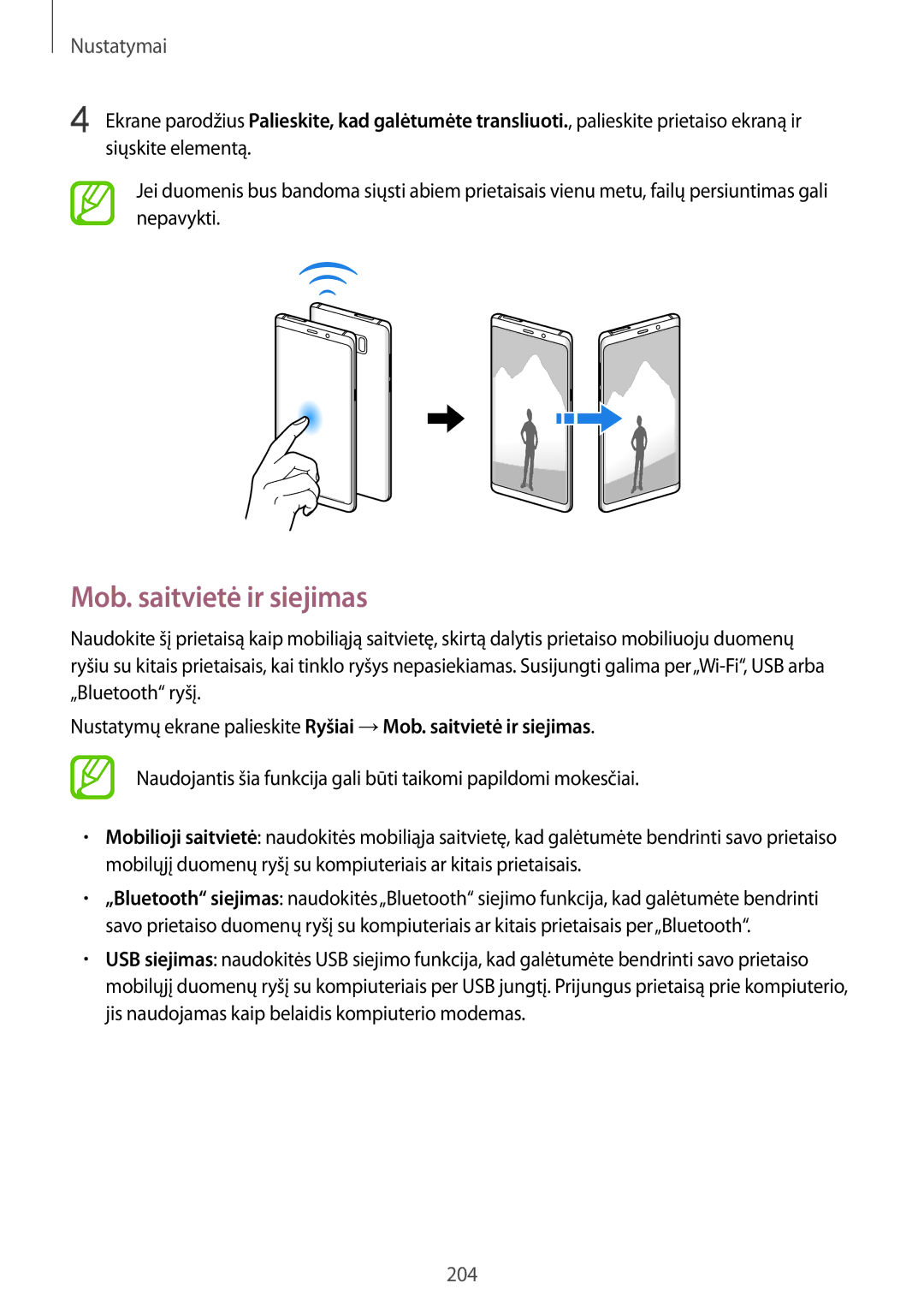 Samsung SM-N950FZKDSEB, SM-N950FZDDSEB manual Mob. saitvietė ir siejimas 