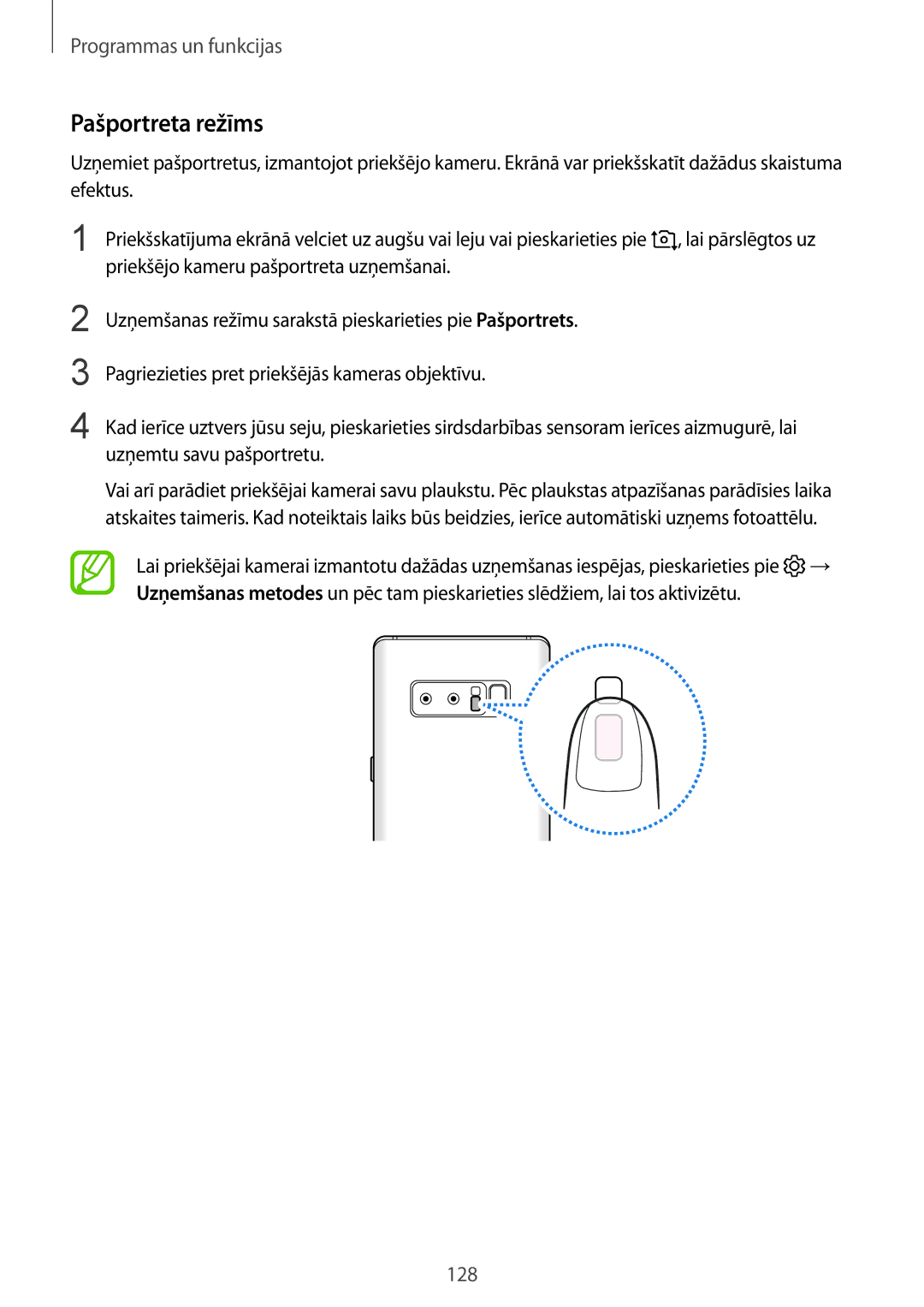 Samsung SM-N950FZKDSEB, SM-N950FZDDSEB manual Pašportreta režīms 