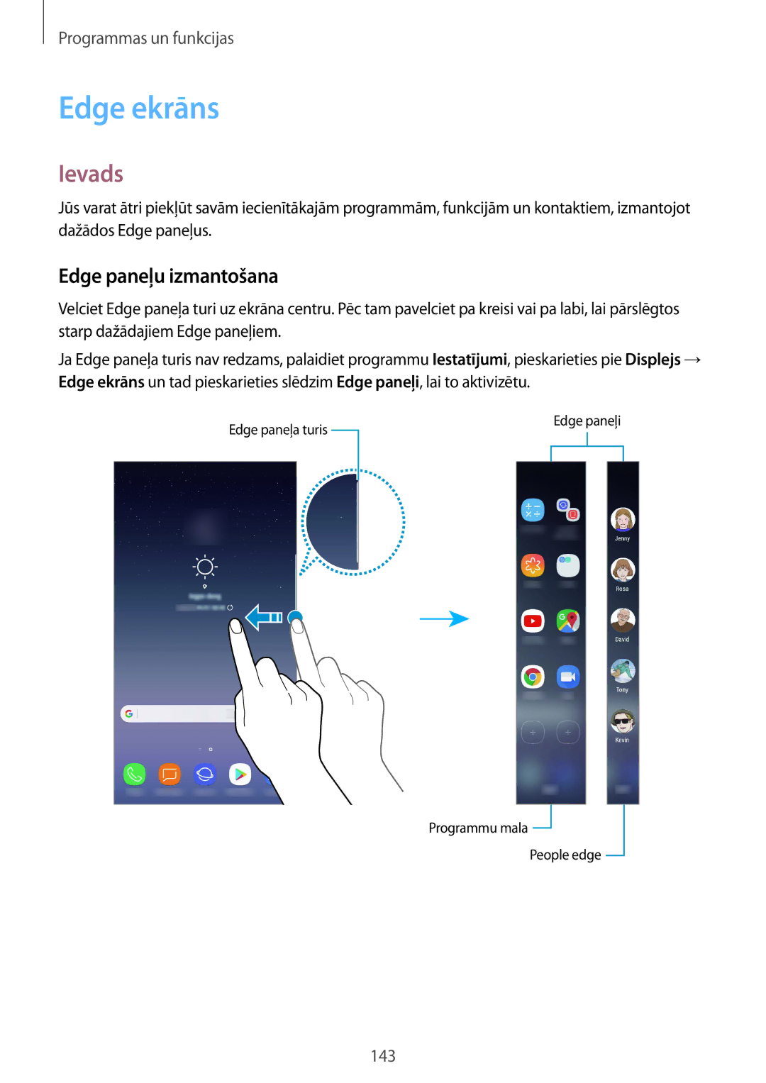 Samsung SM-N950FZDDSEB, SM-N950FZKDSEB manual Edge ekrāns, Edge paneļu izmantošana 