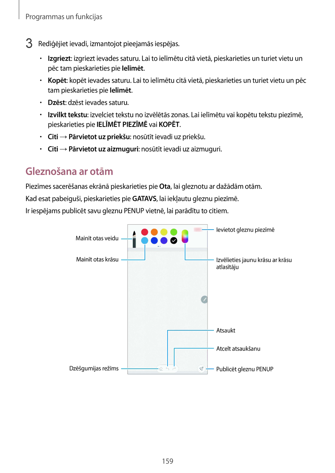 Samsung SM-N950FZDDSEB, SM-N950FZKDSEB manual Gleznošana ar otām 