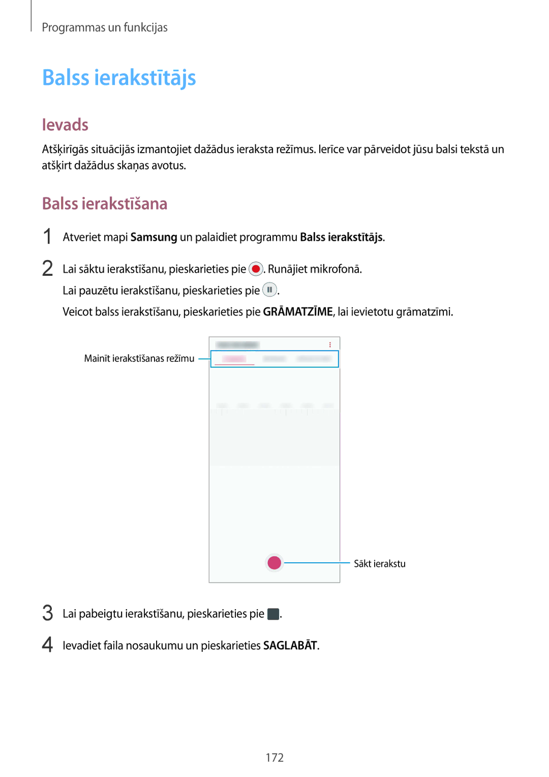 Samsung SM-N950FZKDSEB, SM-N950FZDDSEB manual Balss ierakstītājs, Balss ierakstīšana 