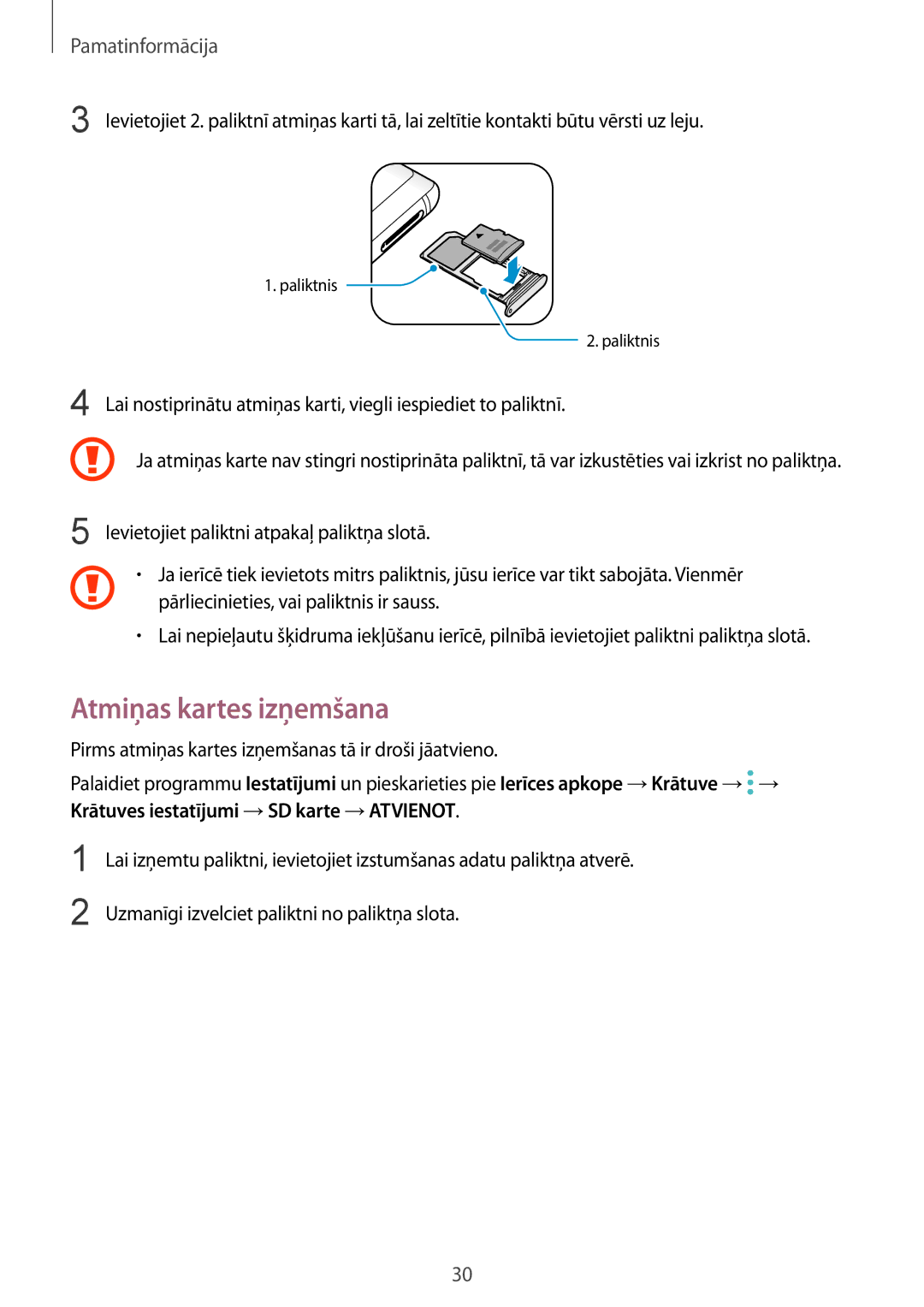 Samsung SM-N950FZKDSEB, SM-N950FZDDSEB manual Atmiņas kartes izņemšana 