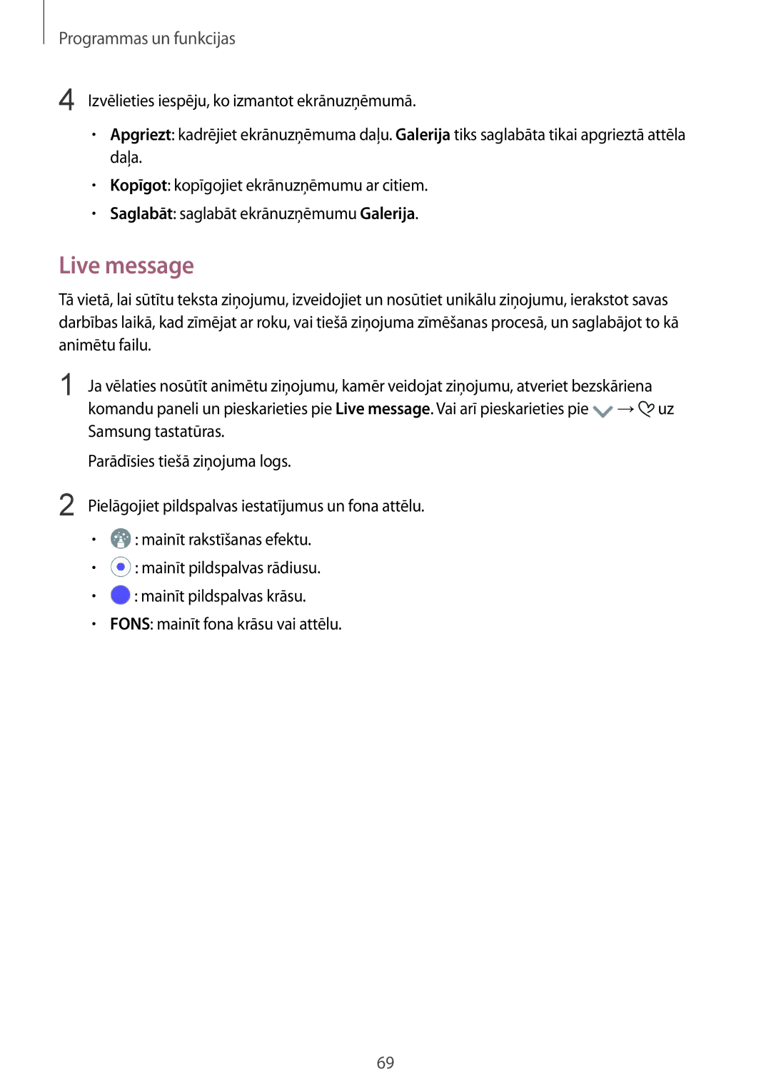 Samsung SM-N950FZDDSEB, SM-N950FZKDSEB manual Live message 