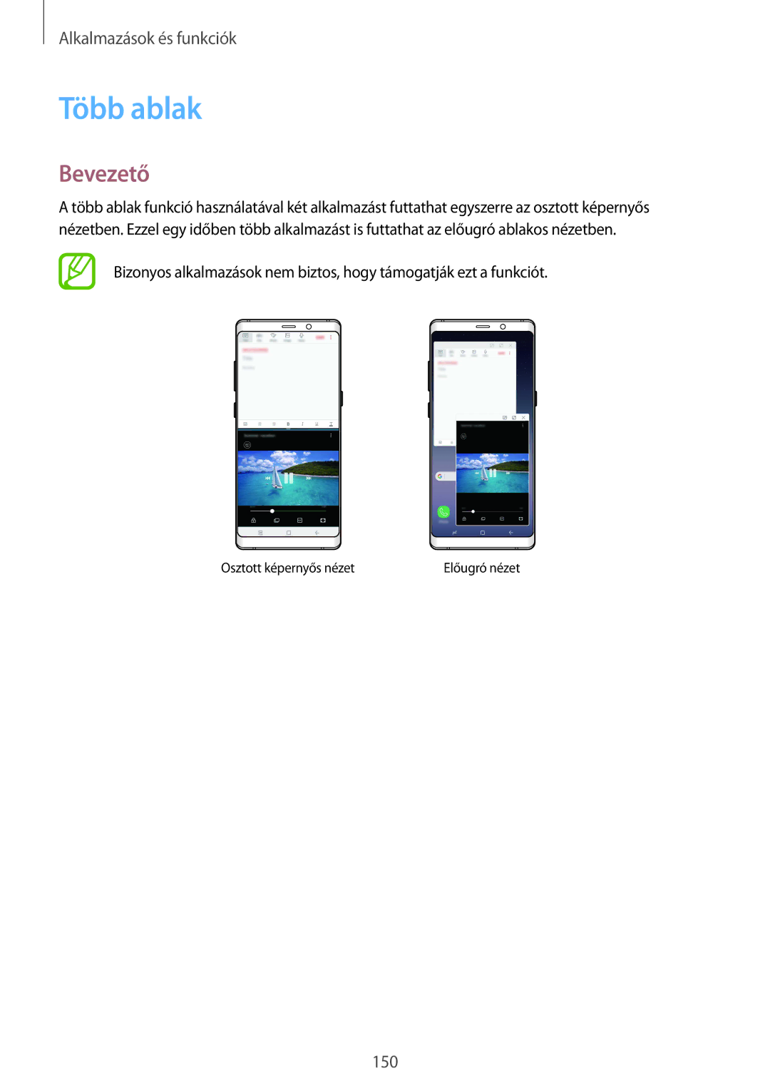 Samsung SM-N950FZKATMH, SM-N950FZKDXEH, SM-N950FZDATMH, SM-N950FZDDXEH manual Több ablak, Bevezető 