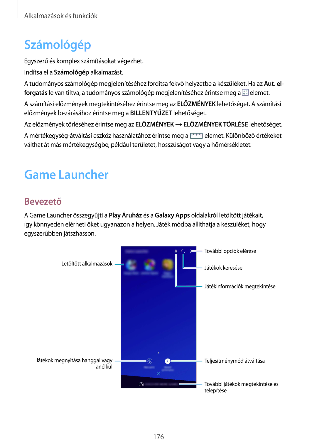 Samsung SM-N950FZKDXEH, SM-N950FZDATMH, SM-N950FZKATMH, SM-N950FZDDXEH manual Számológép, Game Launcher 