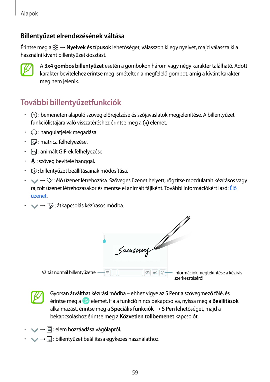 Samsung SM-N950FZDDXEH, SM-N950FZKDXEH, SM-N950FZDATMH További billentyűzetfunkciók, Billentyűzet elrendezésének váltása 