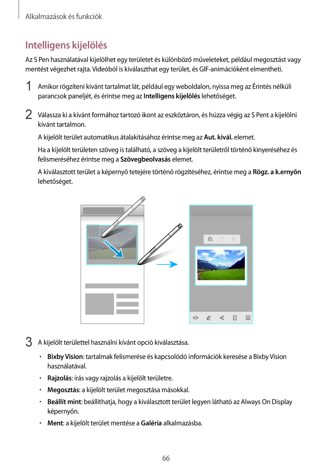 Samsung SM-N950FZKATMH, SM-N950FZKDXEH, SM-N950FZDATMH, SM-N950FZDDXEH manual Intelligens kijelölés 