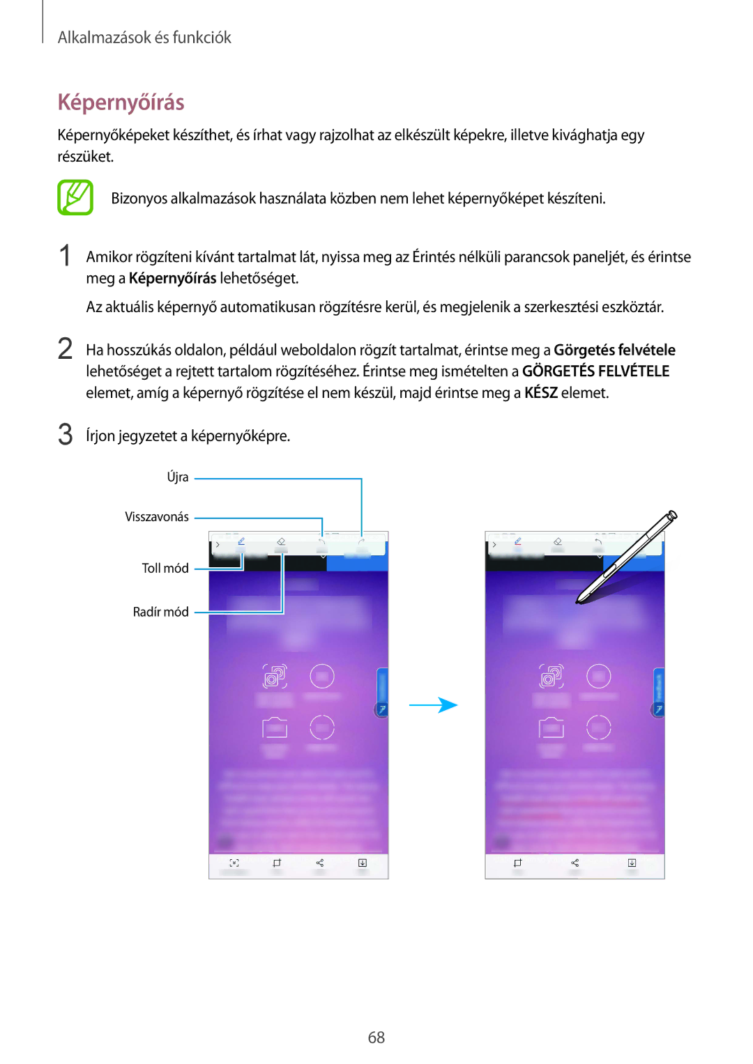 Samsung SM-N950FZKDXEH, SM-N950FZDATMH, SM-N950FZKATMH, SM-N950FZDDXEH manual Képernyőírás 