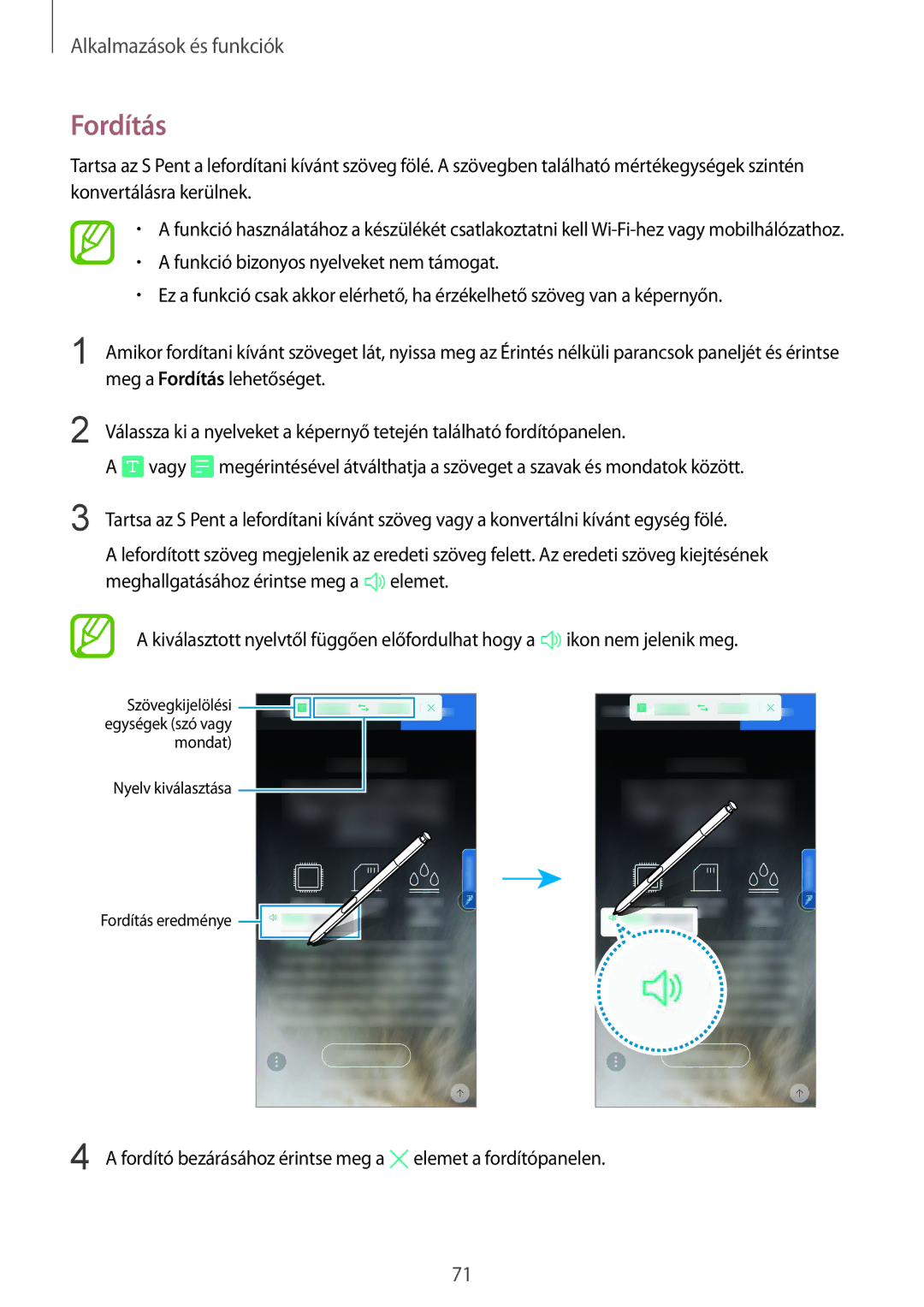 Samsung SM-N950FZDDXEH, SM-N950FZKDXEH, SM-N950FZDATMH, SM-N950FZKATMH manual Fordítás 