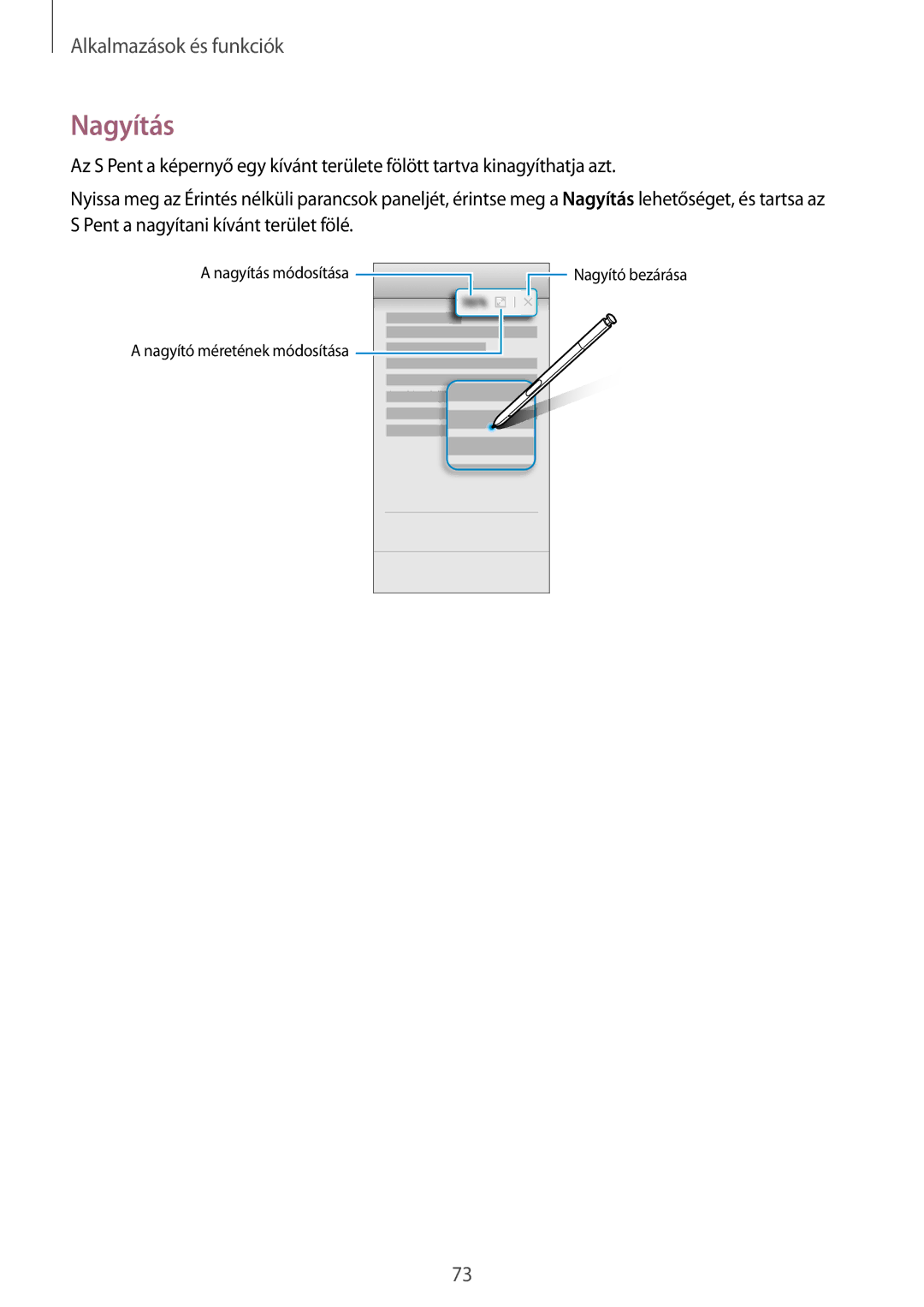 Samsung SM-N950FZDATMH, SM-N950FZKDXEH, SM-N950FZKATMH, SM-N950FZDDXEH manual Nagyítás 