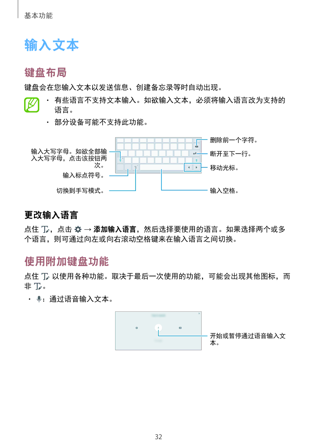 Samsung SM-P355NZAAXXV, SM-P355NZWAXXV manual 输入文本, 键盘布局, 使用附加键盘功能, 更改输入语言 