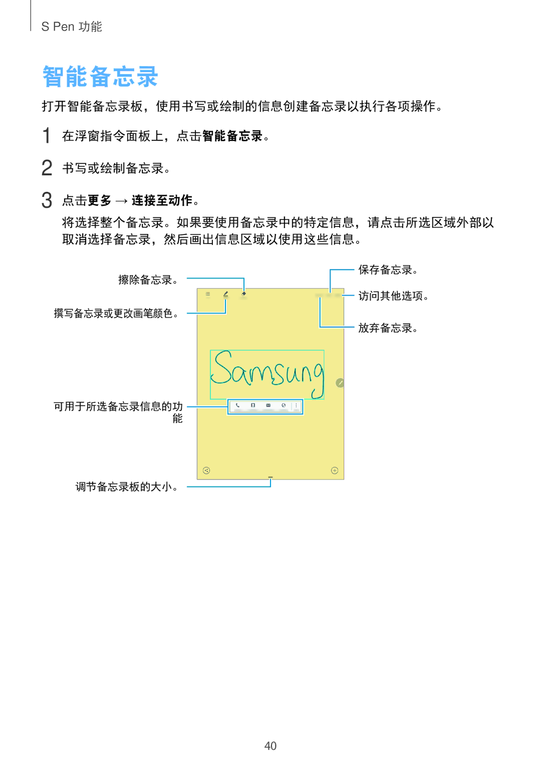 Samsung SM-P355NZAAXXV, SM-P355NZWAXXV manual 智能备忘录 