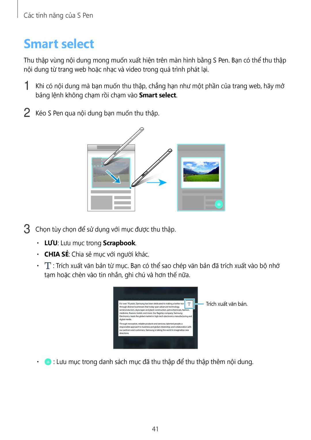 Samsung SM-P355NZWAXXV, SM-P355NZAAXXV manual Smart select 