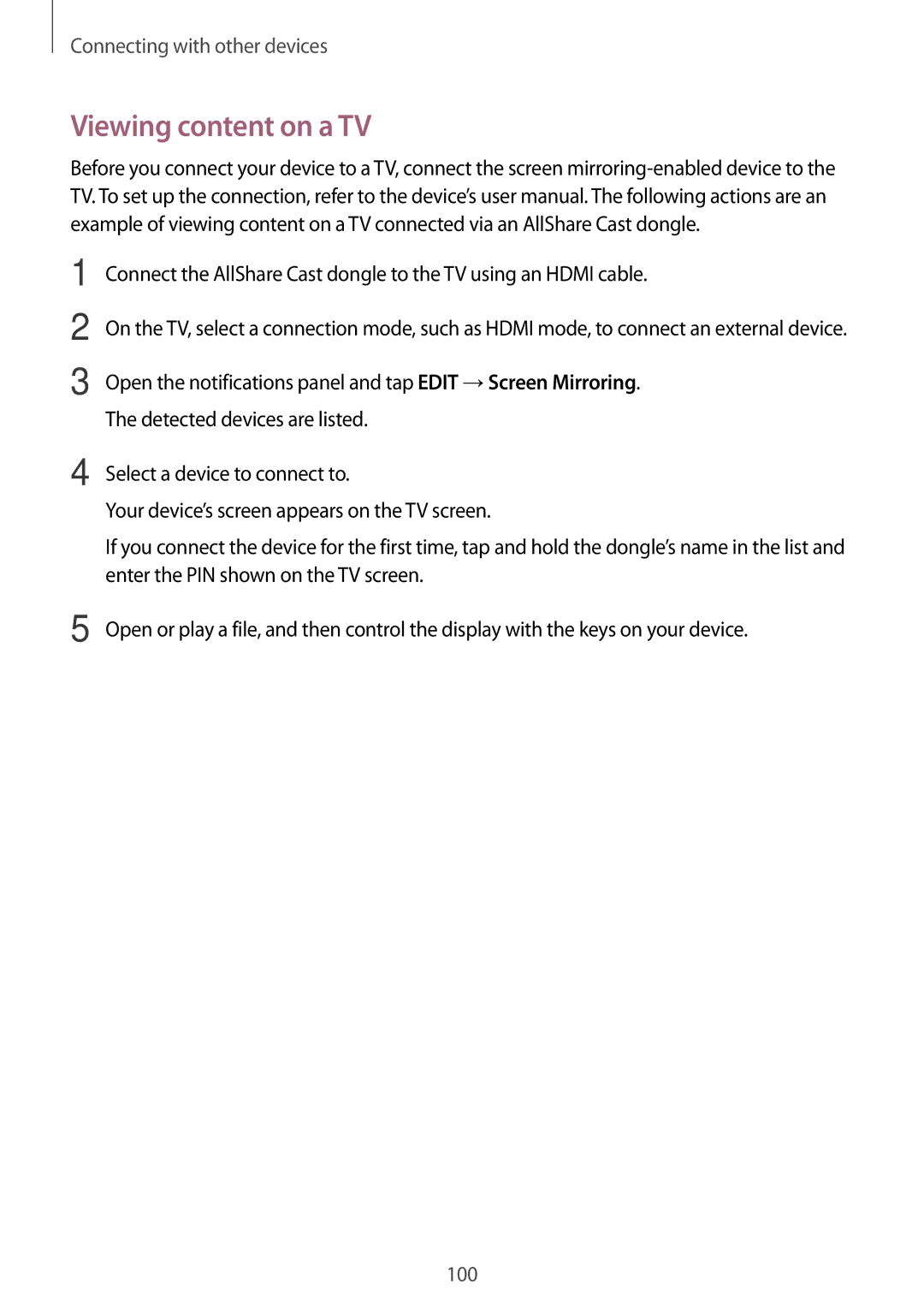 Samsung SM-P355NZAAXXV, SM-P355NZWAXXV manual Viewing content on a TV 