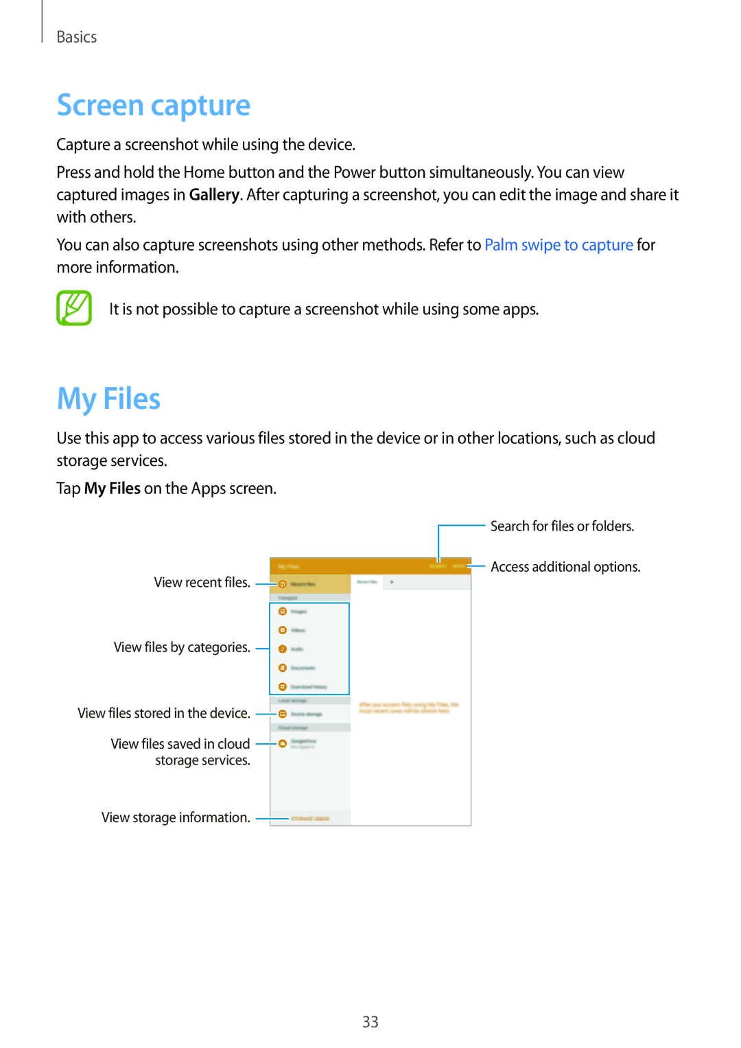 Samsung SM-P355NZWAXXV, SM-P355NZAAXXV manual Screen capture, My Files 