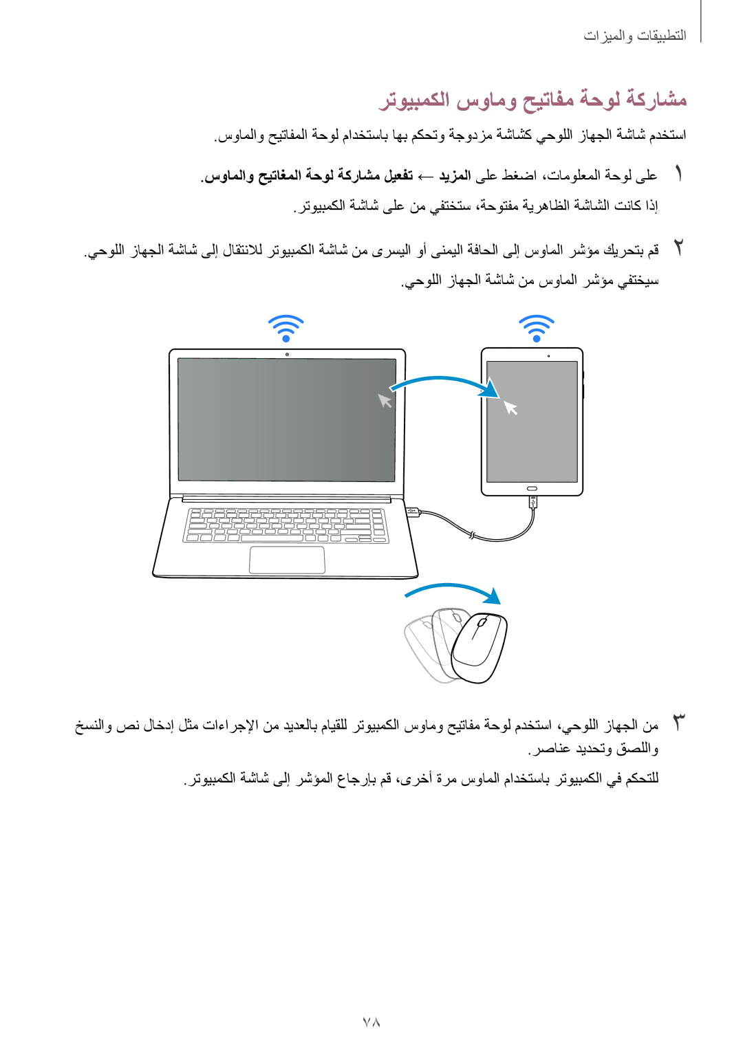 Samsung SM-P550NZAAKSA رتويبمكلا سوامو حيتافم ةحول ةكراشم, يحوللا زاهجلا ةشاش نم سواملا رشؤم يفتخيس, رصانع ديدحتو قصللاو 