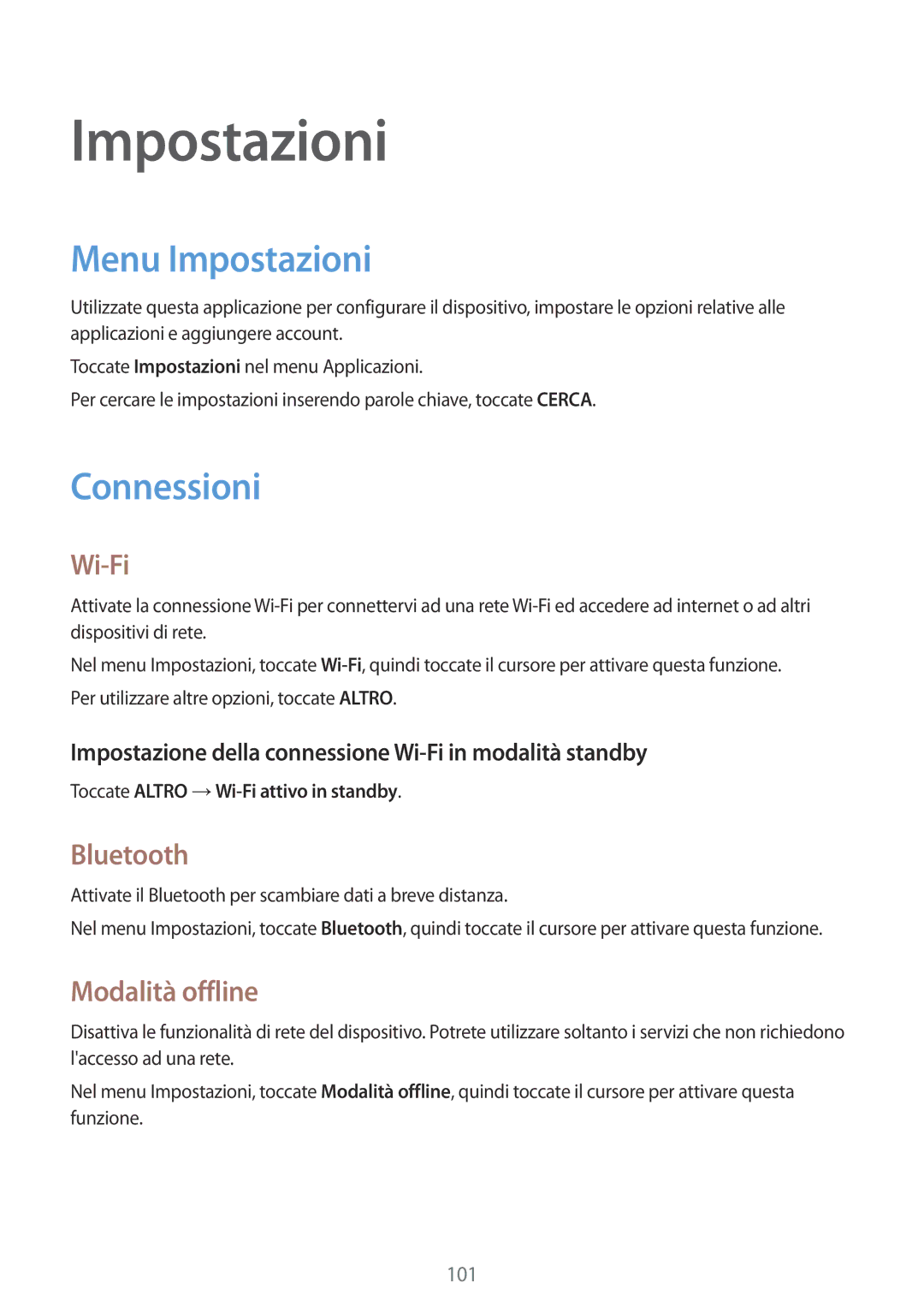 Samsung SM-P550NZKAITV manual Menu Impostazioni, Connessioni 