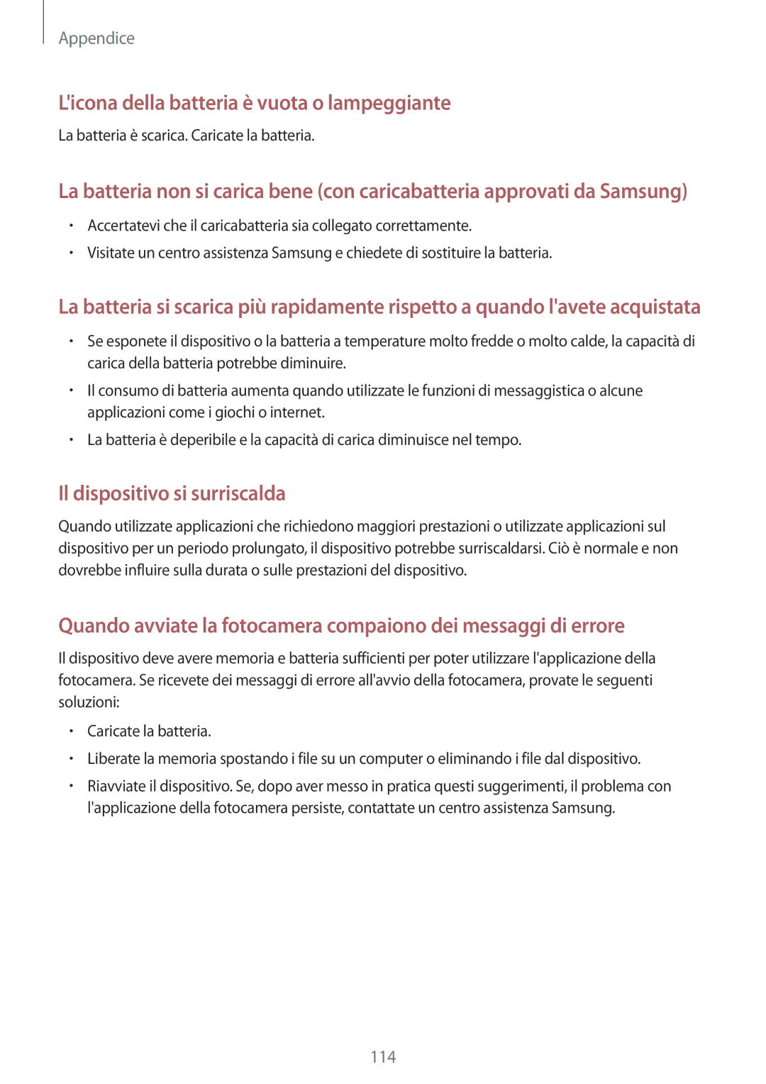 Samsung SM-P550NZKAITV manual Licona della batteria è vuota o lampeggiante 