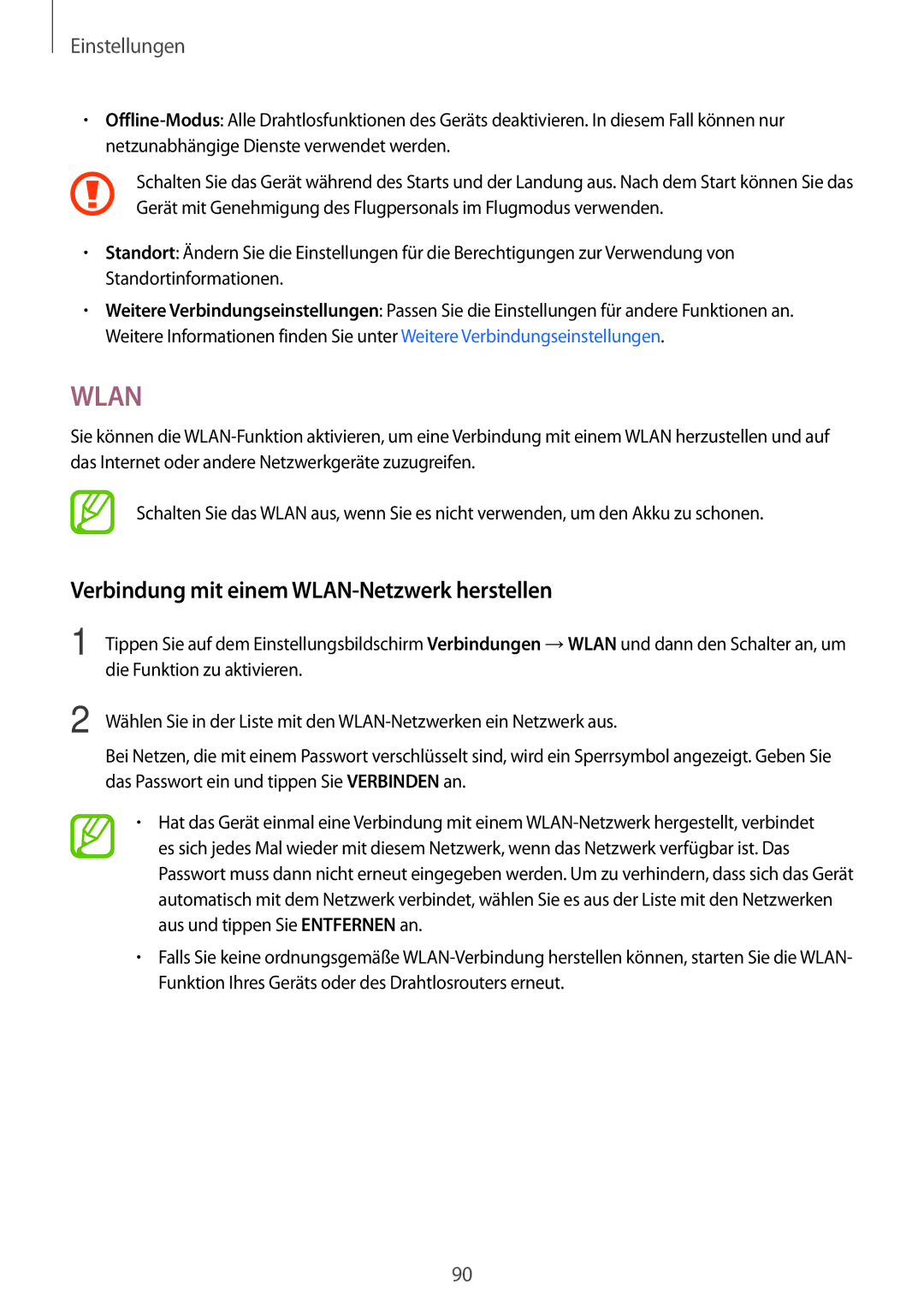 Samsung SM-P550NZAAXSA, SM-P550NZKALUX manual Verbindung mit einem WLAN-Netzwerk herstellen, Die Funktion zu aktivieren 