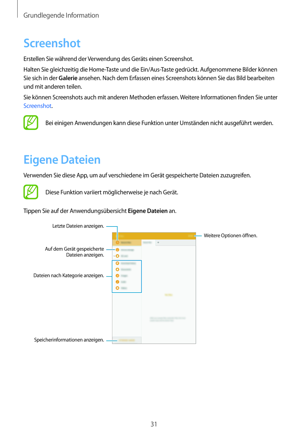 Samsung SM-P550NZAAXAR, SM-P550NZKALUX, SM-P550NZWACHN, SM-P550NZWAXNZ, SM-P550NZWATUR manual Screenshot, Eigene Dateien 