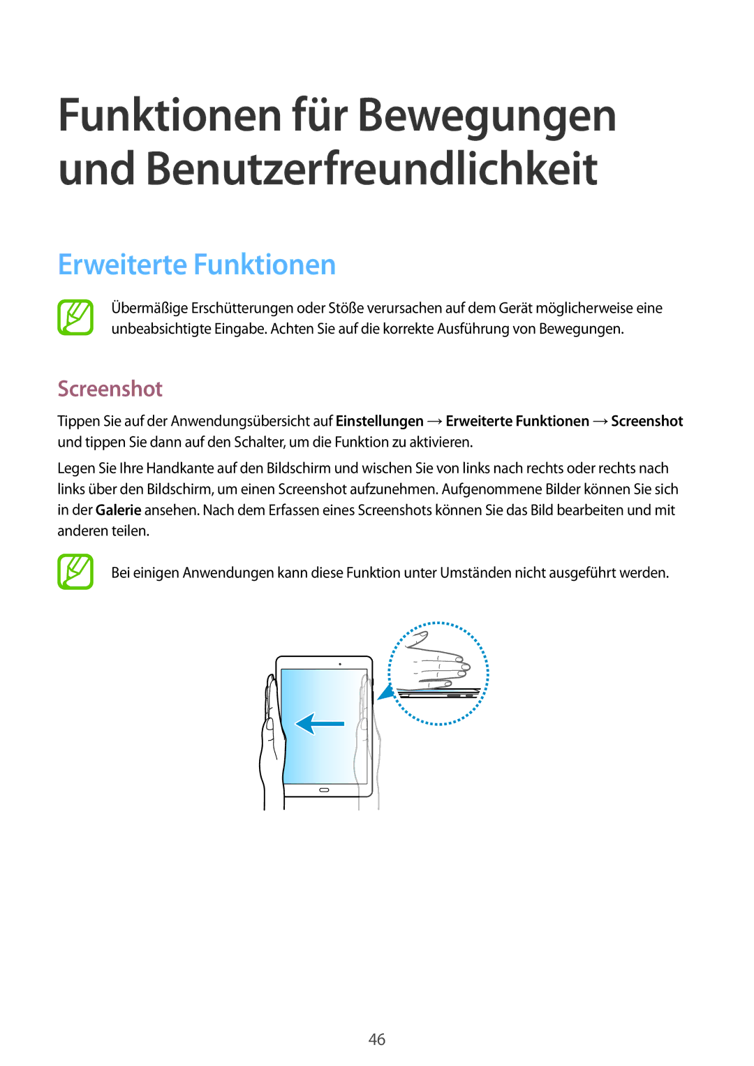 Samsung SM-P550NZAATGY, SM-P550NZKALUX, SM-P550NZWACHN, SM-P550NZWAXNZ, SM-P550NZWATUR manual Erweiterte Funktionen, Screenshot 