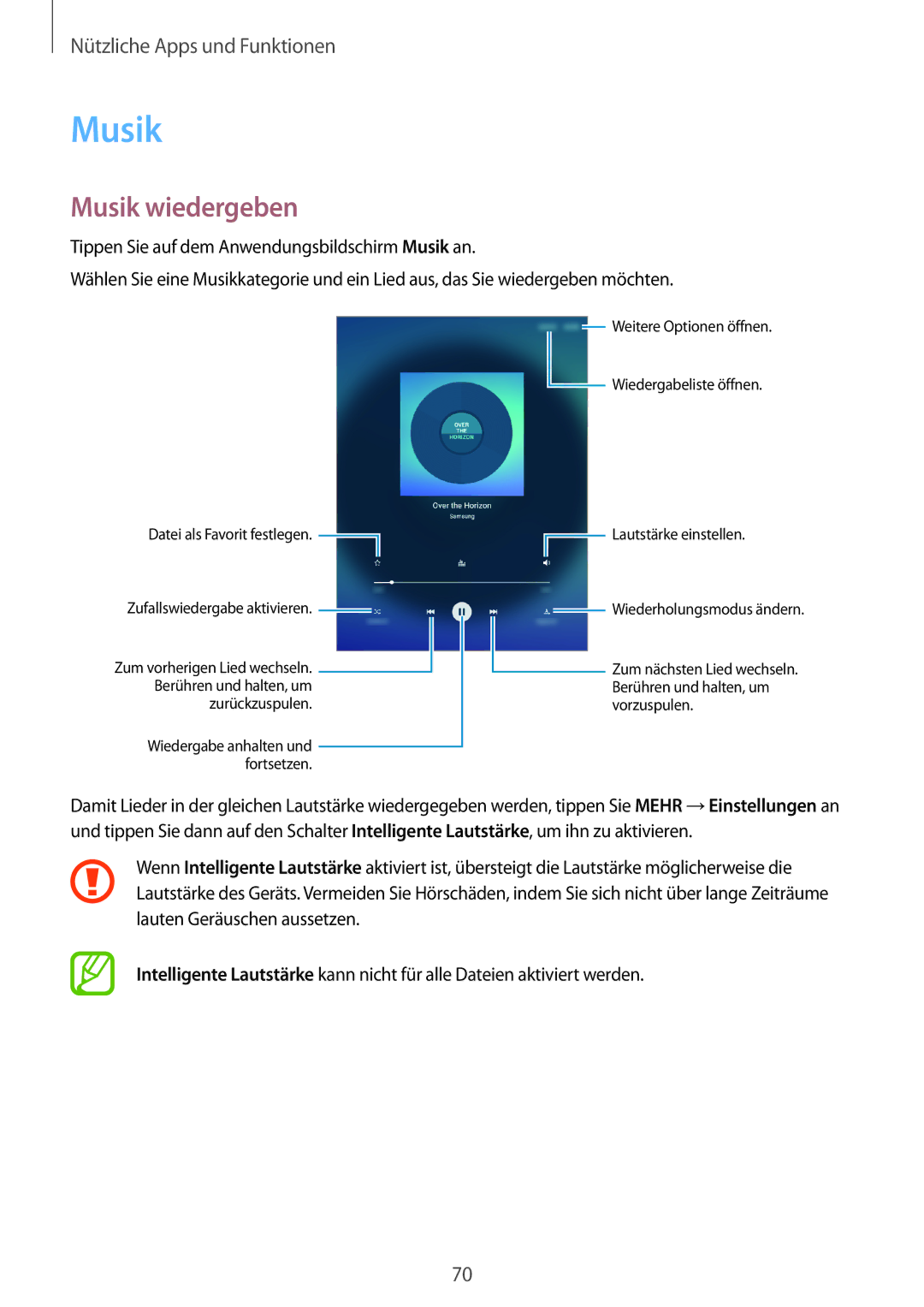 Samsung SM-P550NZWAXNZ, SM-P550NZKALUX, SM-P550NZWACHN, SM-P550NZWATUR, SM-P550NZKAXEZ, SM-P550NZKAMID Musik wiedergeben 