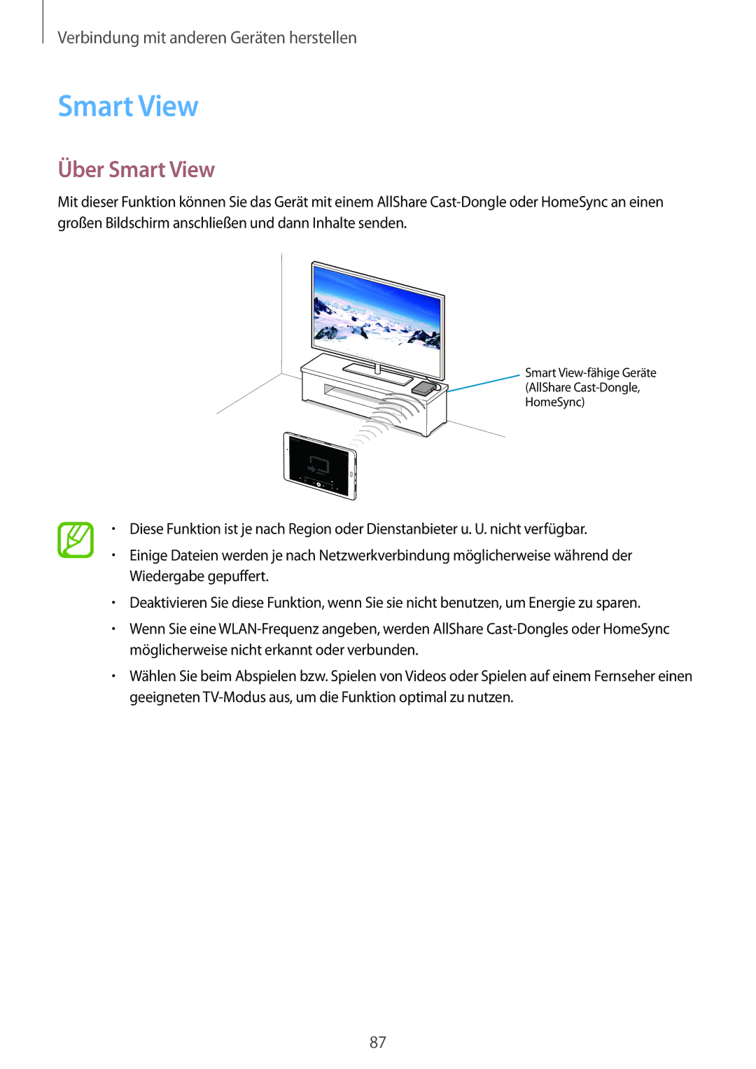 Samsung SM-P550NZKAITV, SM-P550NZKALUX, SM-P550NZWACHN, SM-P550NZWAXNZ, SM-P550NZWATUR, SM-P550NZKAXEZ Über Smart View 