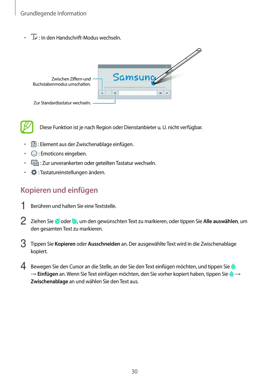 Samsung SM-P550NZWAXEF, SM-P550NZKALUX, SM-P550NZWACHN, SM-P550NZWAXNZ, SM-P550NZWATUR, SM-P550NZKAXEZ Kopieren und einfügen 