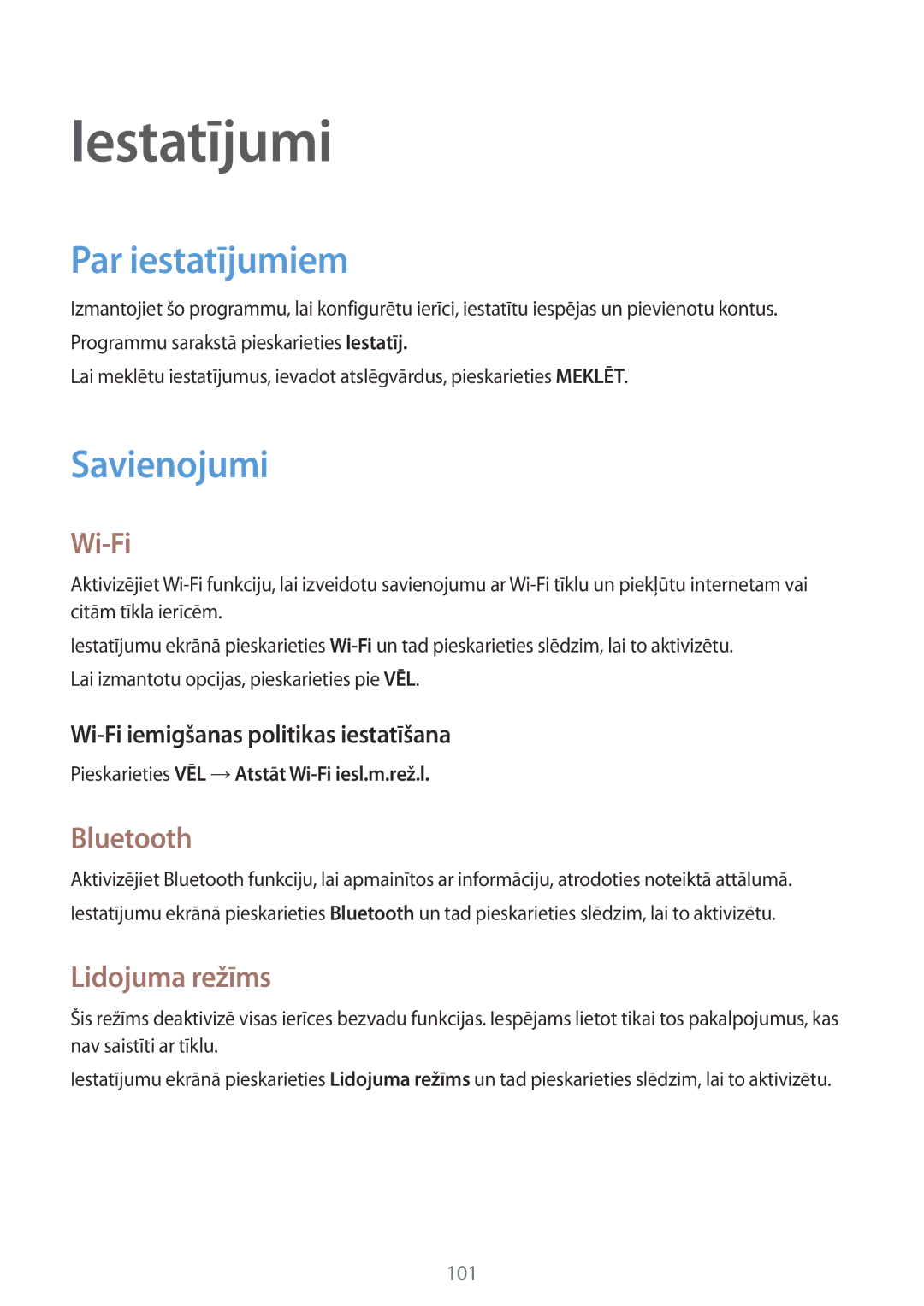 Samsung SM-P550NZKASEB manual Iestatījumi, Par iestatījumiem, Savienojumi 